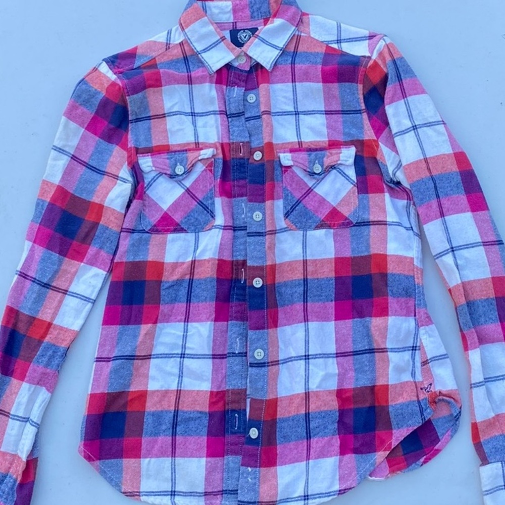 American eagle pink and red flannel